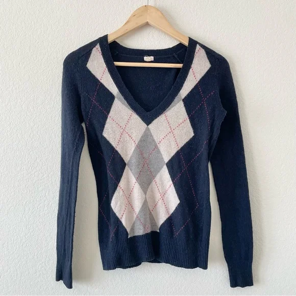 J Crew Cashmere Argyle Sweater Womens J Crew Womens Cashmere